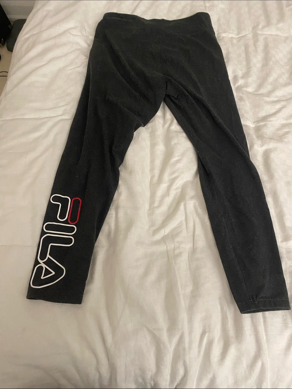 Fila Kids Black Leggings with White and Red Logo